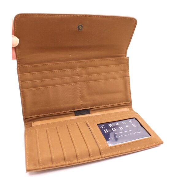 Crazy Horse Liz Claiborne Tan Camel Brown Leather Tri-Fold Wallet Organizer NWT - Picture 7 of 11